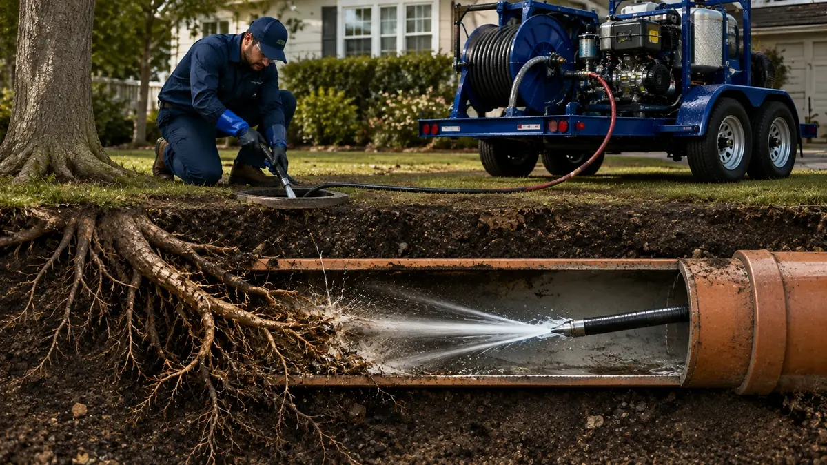 Tree Root Removal with Hydro Jetting in Casmalia